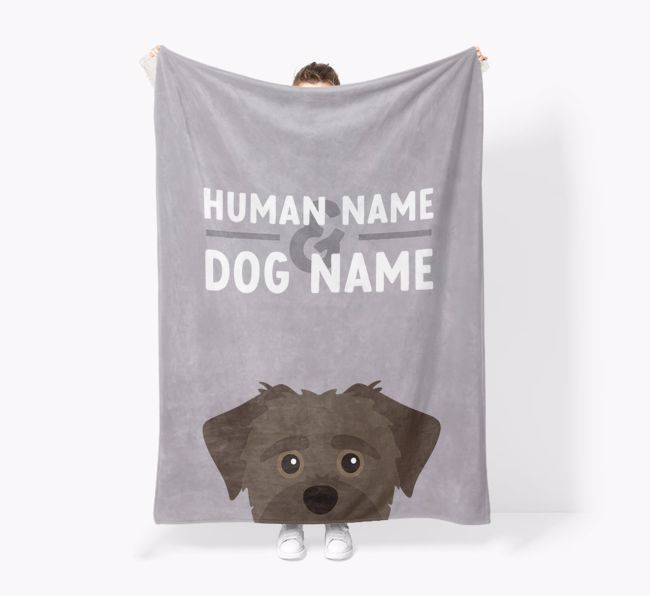 Human & Dog Name: Personalized {breedFullName} Premium Sherpa Fleece Blanket